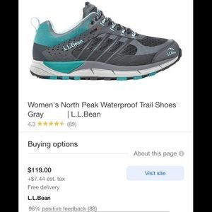 LL Bean waterproof Tek 2.5 hiking trail shoes
